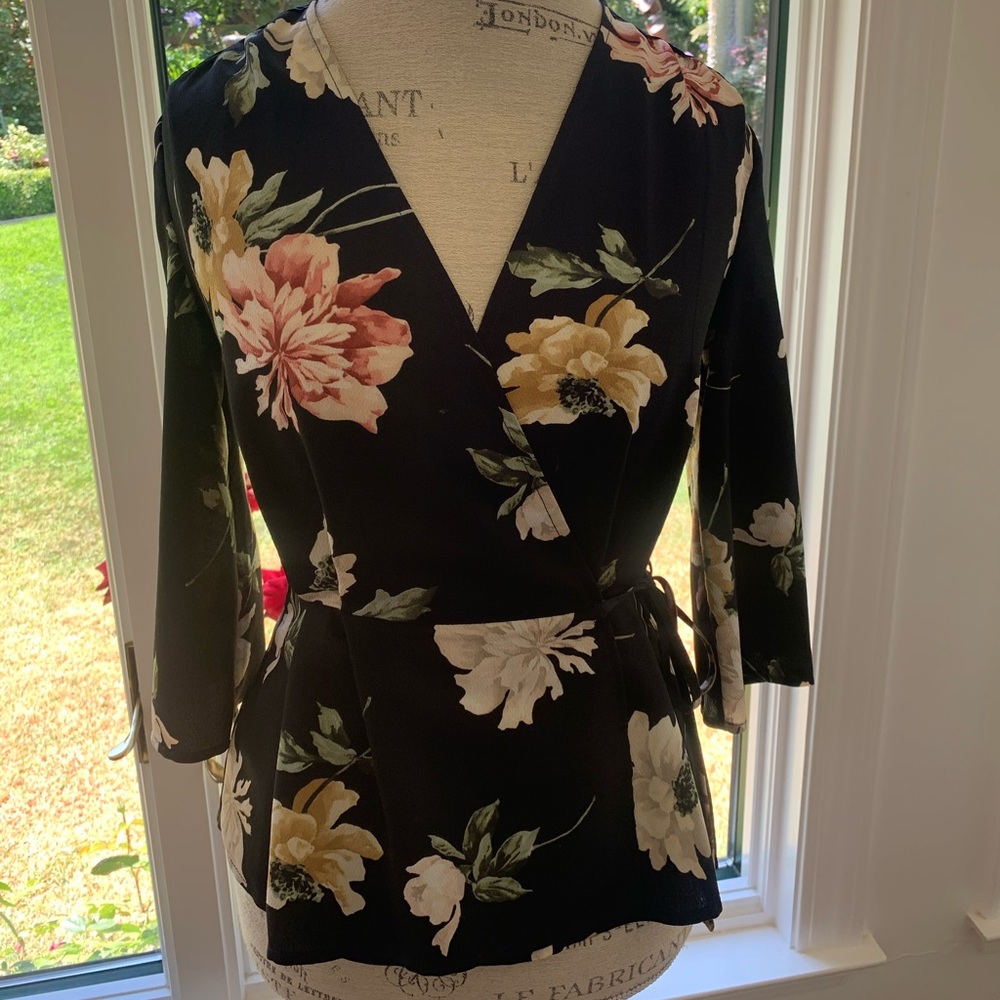 Black floral shirt